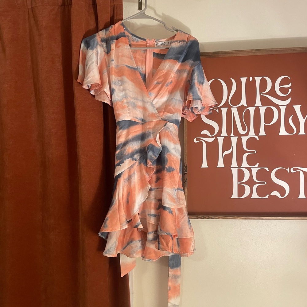 Gender Reveal Pink & Blue Tie-Dye Wrap Dress
